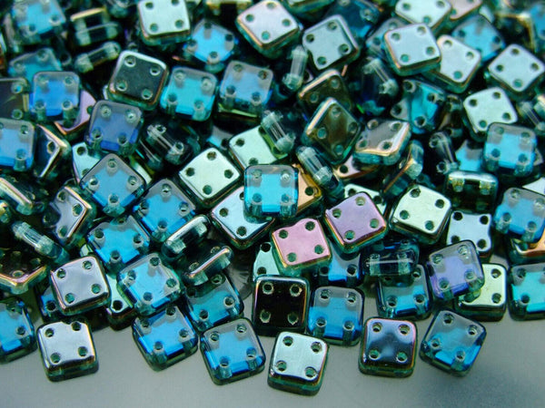 5g CzechMates QuadraTile Czech Beads 6mm Twilight Aquamarine Beadacious