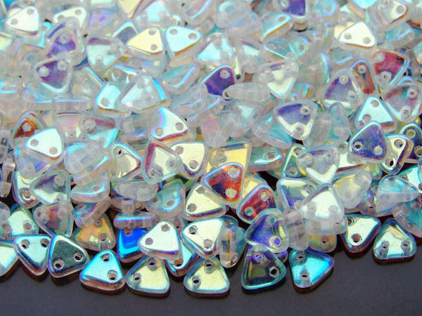 5g CzechMates Triangle Czech Beads 6mm Crystal AB Beadacious