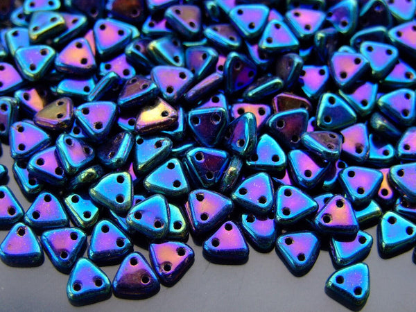 5g CzechMates Triangle Czech Beads 6mm Iris Blue Beadacious