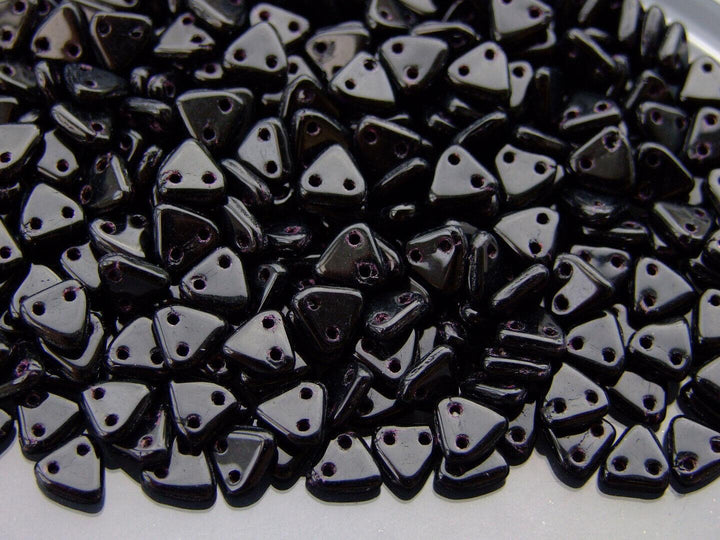 5g CzechMates Triangle Czech Beads 6mm Jet Beadacious