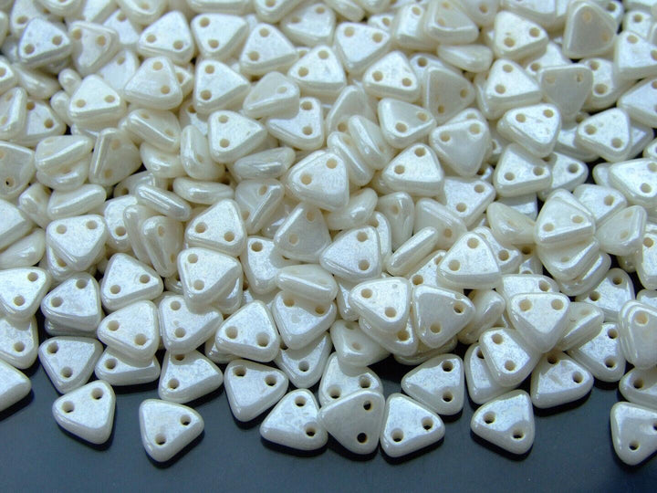 5g CzechMates Triangle Czech Beads 6mm Luster Opaque White Beadacious