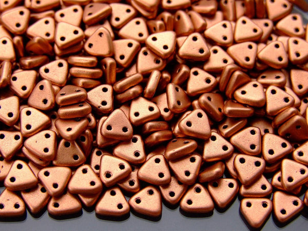 5g CzechMates Triangle Czech Beads 6mm Matte Metallic Copper Beadacious