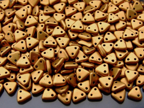 5g CzechMates Triangle Czech Beads 6mm Matte Metallic Goldenrod Beadacious