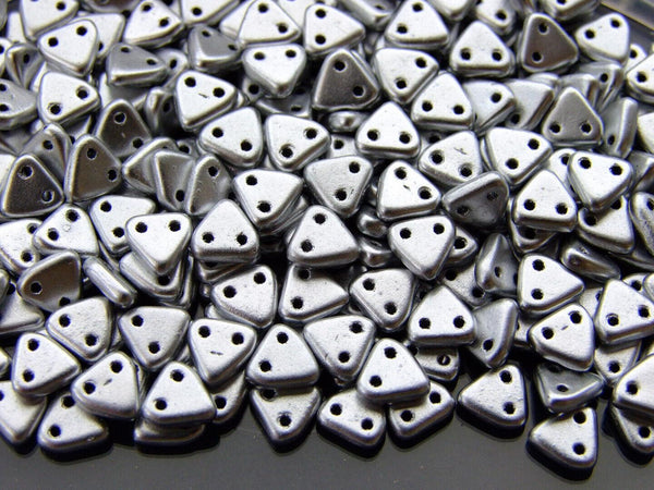 5g CzechMates Triangle Czech Beads 6mm Matte Metallic Silver Beadacious