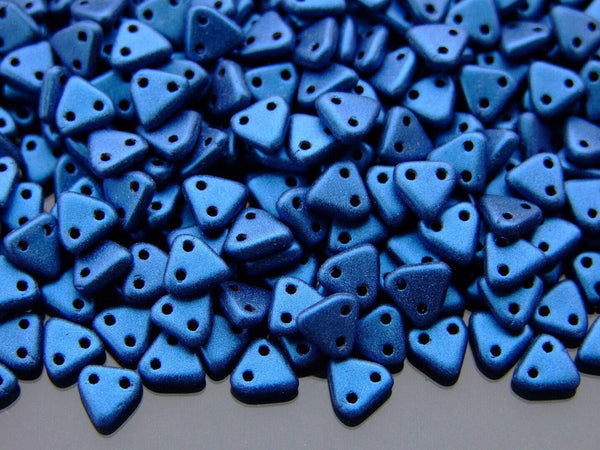 5g CzechMates Triangle Czech Beads 6mm Metallic Suede Blue Beadacious