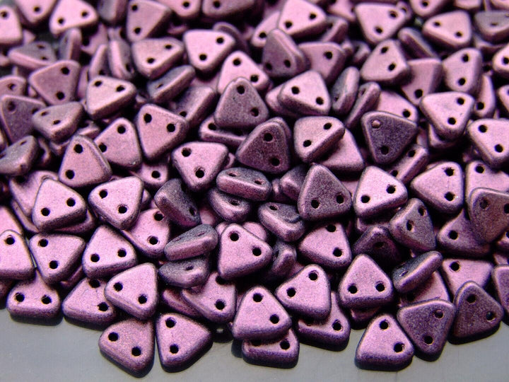 5g CzechMates Triangle Czech Beads 6mm Metallic Suede Pink Beadacious