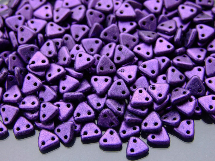 5g CzechMates Triangle Czech Beads 6mm Metallic Suede Purple Beadacious