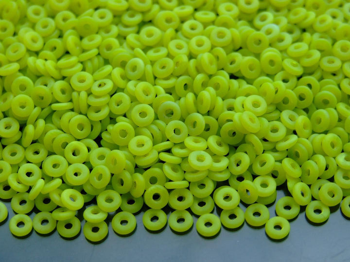 5g O Bead Czech Seed Beads 1x3.8mm Matte Chartreuse Beadacious