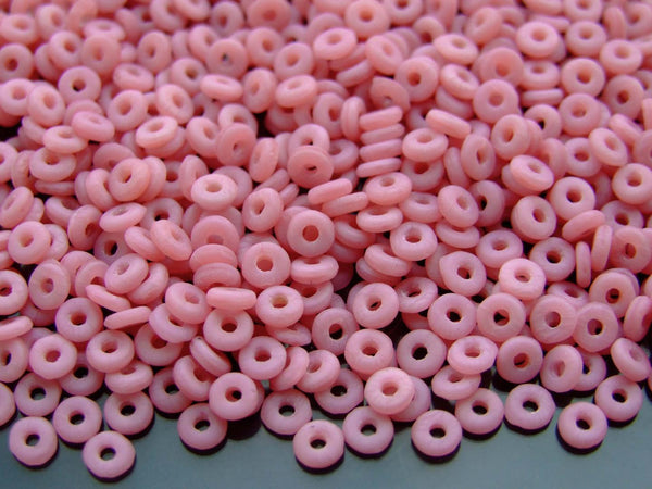 5g O Bead Czech Seed Beads 1x3.8mm Matte Coral Pink Beadacious