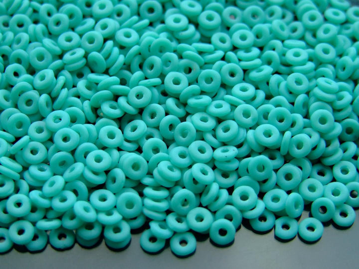 5g O Bead Czech Seed Beads 1x3.8mm Matte Opaque Turquoise Beadacious