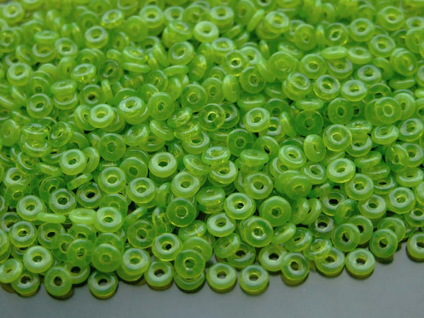 5g O Bead Czech Seed Beads 1x3.8mm Milky Dark Peridot Beadacious