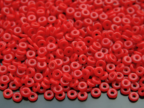 5g O Bead Czech Seed Beads 1x3.8mm Opaque Red Beadacious