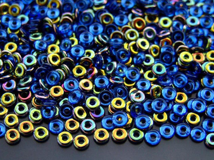 5g O Bead Czech Seed Beads 1x3.8mm Sapphire Vitrail Beadacious