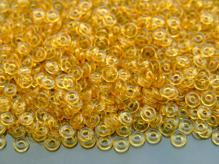 5g O Bead Czech Seed Beads 1x3.8mm Topaz Beadacious