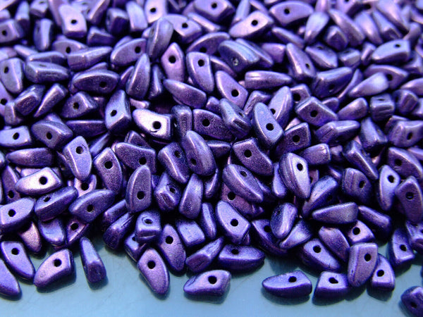 5g Prong Czech Seed Beads 3x6mm Metallic Suede Purple Beadacious