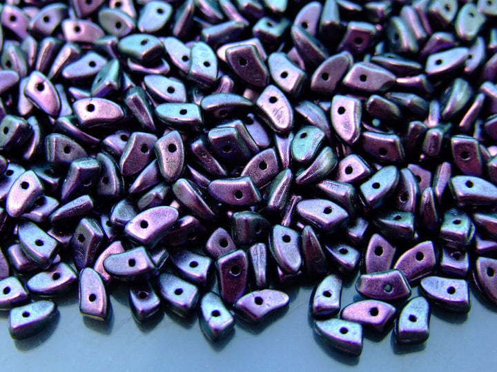 5g Prong Czech Seed Beads 3x6mm Polychrome Black Currant Beadacious