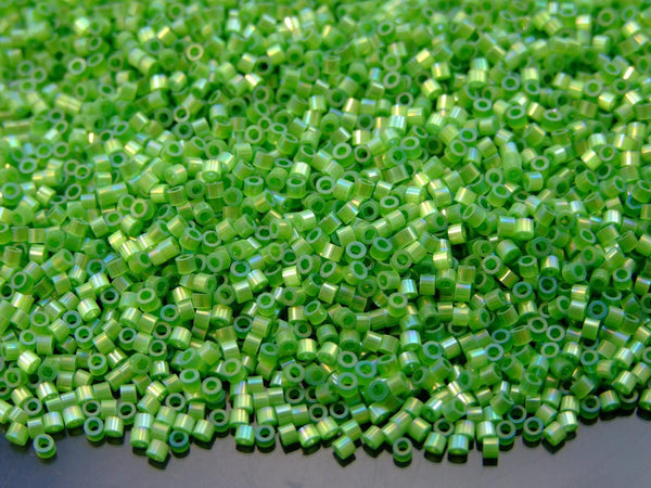 5g TOHO 11/0 Aiko Japanese Seed Beads 2mm 1562 Fiber Optic Iridescent Peridot Rainbow Beadacious