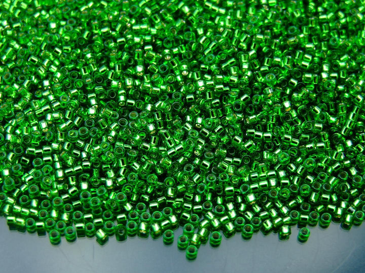 5g TOHO 11/0 Aiko Japanese Seed Beads 2mm 27 Silver Lined Peridot Beadacious