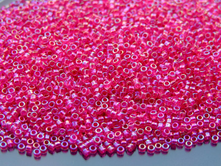 5g TOHO 11/0 Aiko Japanese Seed Beads 2mm 785 Hot Pink Lined Crystal Beadacious