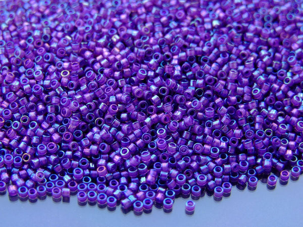 5g TOHO 11/0 Aiko Japanese Seed Beads 2mm 928FM Frosted Purple Lined Rosaline Rainbow Beadacious