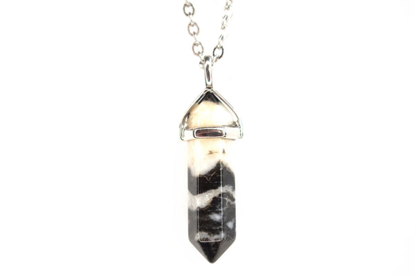 Zebra Jasper Crystal Point Pendant Natural Gemstone Necklace Healing Stone