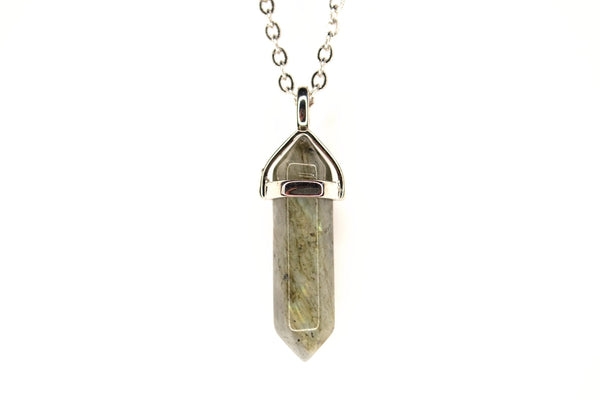 Labradorite Crystal Point Pendant Natural Gemstone Necklace Healing Stone Chakra