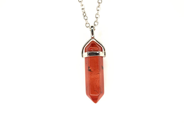 Red Jasper Crystal Point Pendant Natural Gemstone Necklace Healing Stone Chakra