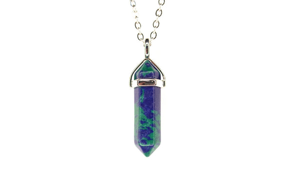 Chrysocolla Crystal Point Pendant Dyed Natural Gemstone Necklace Healing Stone