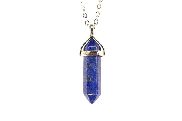 Lapis Lazuli Crystal Point Pendant Natural Gemstone Necklace Healing Stone Reiki