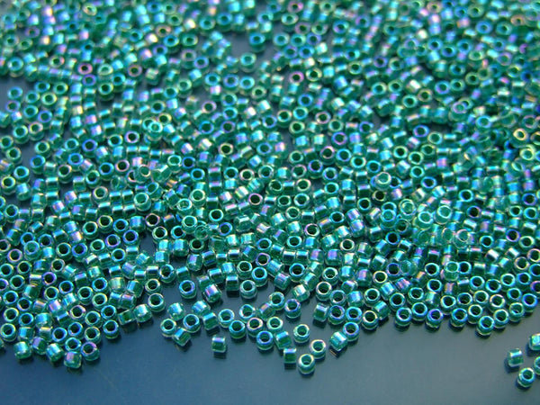 7.2g MIYUKI 11/0 Delica Japanese Seed Beads 1.6mm DB060 Lined Lime AB Beadacious