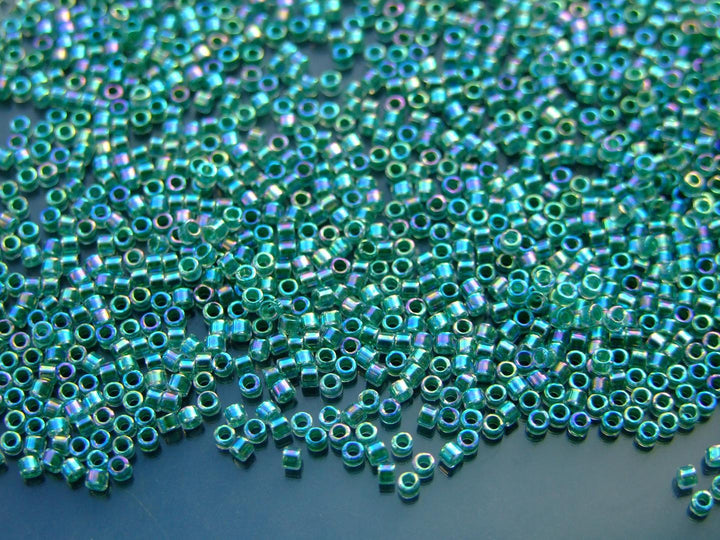 7.2g MIYUKI 11/0 Delica Japanese Seed Beads 1.6mm DB060 Lined Lime AB Beadacious