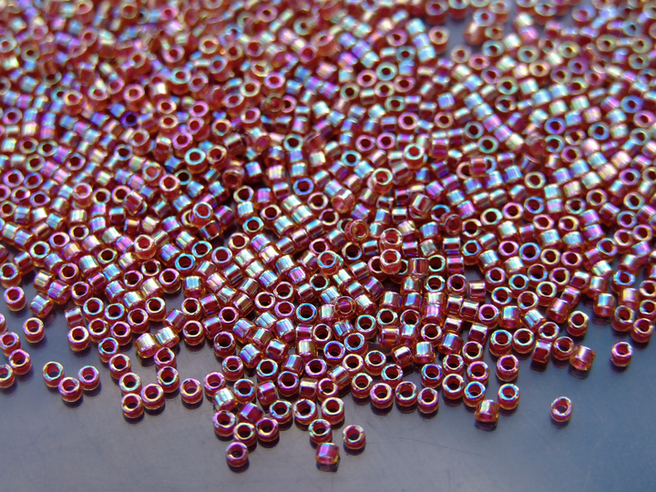 7.2g MIYUKI 11/0 Delica Japanese Seed Beads 1.6mm DB088 Lined Topaz AB Beadacious