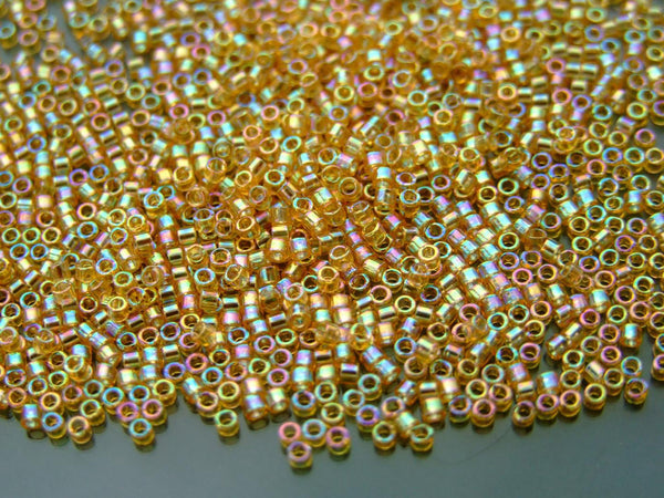 7.2g MIYUKI 11/0 Delica Japanese Seed Beads 1.6mm DB100 Transparent Light Topaz AB Beadacious