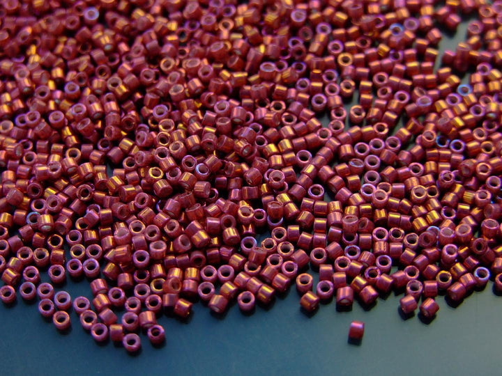 7.2g MIYUKI 11/0 Delica Japanese Seed Beads 1.6mm DB1016 Metallic Rhubarb Luster Beadacious