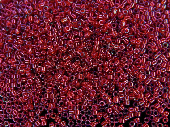 7.2g MIYUKI 11/0 Delica Japanese Seed Beads 1.6mm DB105 Gold Luster Transparent Red Beadacious