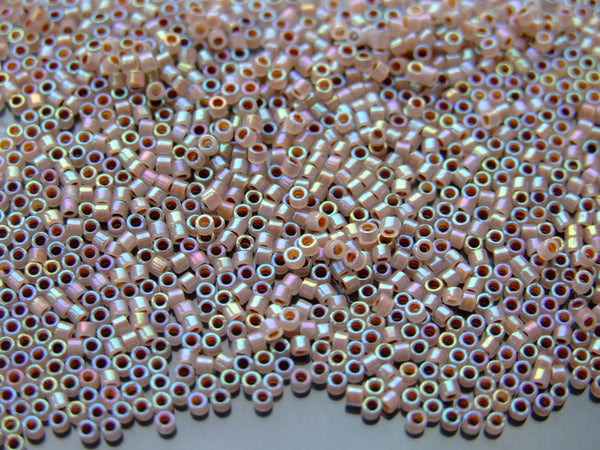 7.2g MIYUKI 11/0 Delica Japanese Seed Beads 1.6mm DB1749 Cocoa Lined Opal AB Beadacious