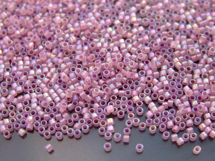 7.2g MIYUKI 11/0 Delica Japanese Seed Beads 1.6mm DB1752 Sparkling Orchid Lined Opal AB Beadacious