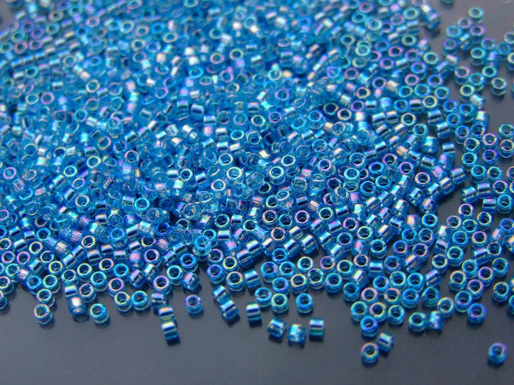 7.2g MIYUKI 11/0 Delica Japanese Seed Beads 1.6mm DB176 Transparent Light Sapphire AB Beadacious