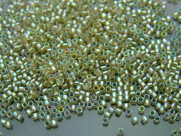 7.2g MIYUKI 11/0 Delica Japanese Seed Beads 1.6mm DB1766 Sparkling Celery Lined Light Tea Beadacious