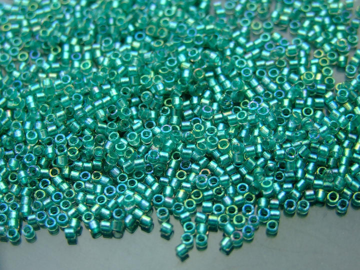 7.2g MIYUKI 11/0 Delica Japanese Seed Beads 1.6mm DB1767 Sparkling Aqua Green Lined Crystal AB Beadacious