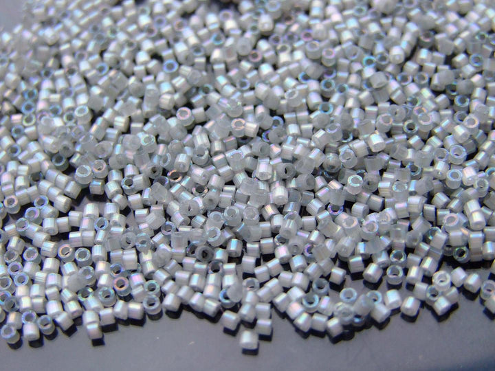 7.2g MIYUKI 11/0 Delica Japanese Seed Beads 1.6mm DB1871 Silk Inside Dyed Smoke Gray AB Beadacious