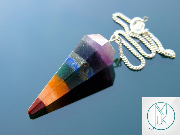 7 Chakra Natural Gemstone Pendulum Chakra Reiki Dowsing Handmade Beadacious