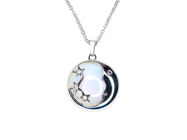 Opalite Moon Manmade Gemstone Pendant Necklace 50cm Healing Stone Chakra