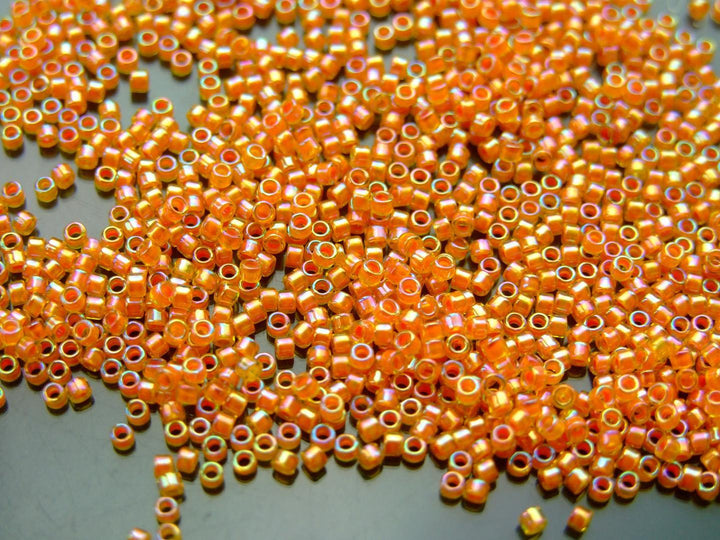 7g TOHO 11/0 Treasure Japanese Seed Beads 1.8mm 1827 Orange Lined Jonquil Rainbow Beadacious