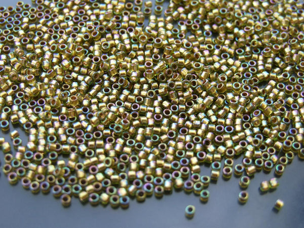 7g TOHO 11/0 Treasure Japanese Seed Beads 1.8mm 996 Gold Lined Peridot Rainbow Beadacious