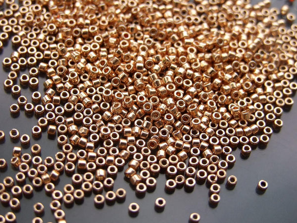 7g TOHO 11/0 Treasure Japanese Seed Beads 1.8mm PF551 PermaFinish Galvanized Rose Gold Beadacious