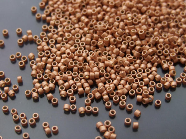 7g TOHO 11/0 Treasure Japanese Seed Beads 1.8mm PF551F PermaFinish Galvanized Matte Rose Gold Beadacious