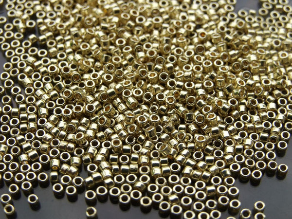 7g TOHO 11/0 Treasure Japanese Seed Beads 1.8mm PF559 PermaFinish Galvanized Yellow Gold Beadacious