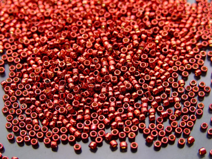 7g TOHO 11/0 Treasure Japanese Seed Beads 1.8mm PF564 PermaFinish Galvanized Brick Red Beadacious