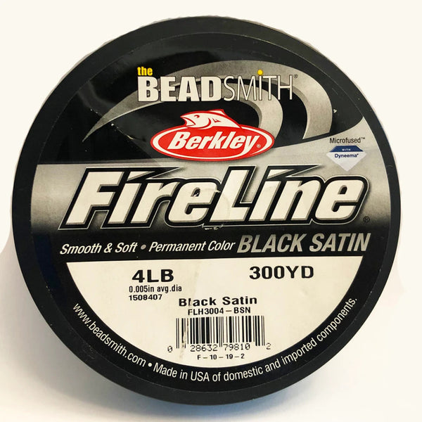 BeadSmith FireLine 4LB 0.005in 300YD Thread Braided Wire Black Stringing Material